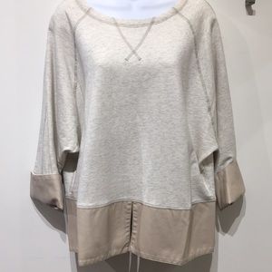 🌸NWT Faux leather trim 3/4 sleeve sweatshirt